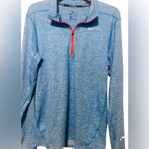 Nike Dri-FIT Blue Running Top with Red Zipper